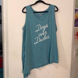 Dogs over dudes asymmetrical tank top